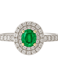 Anillo Solitario Esmeralda Ovalada Doble Halo Diamantes  - Miniatura 1
