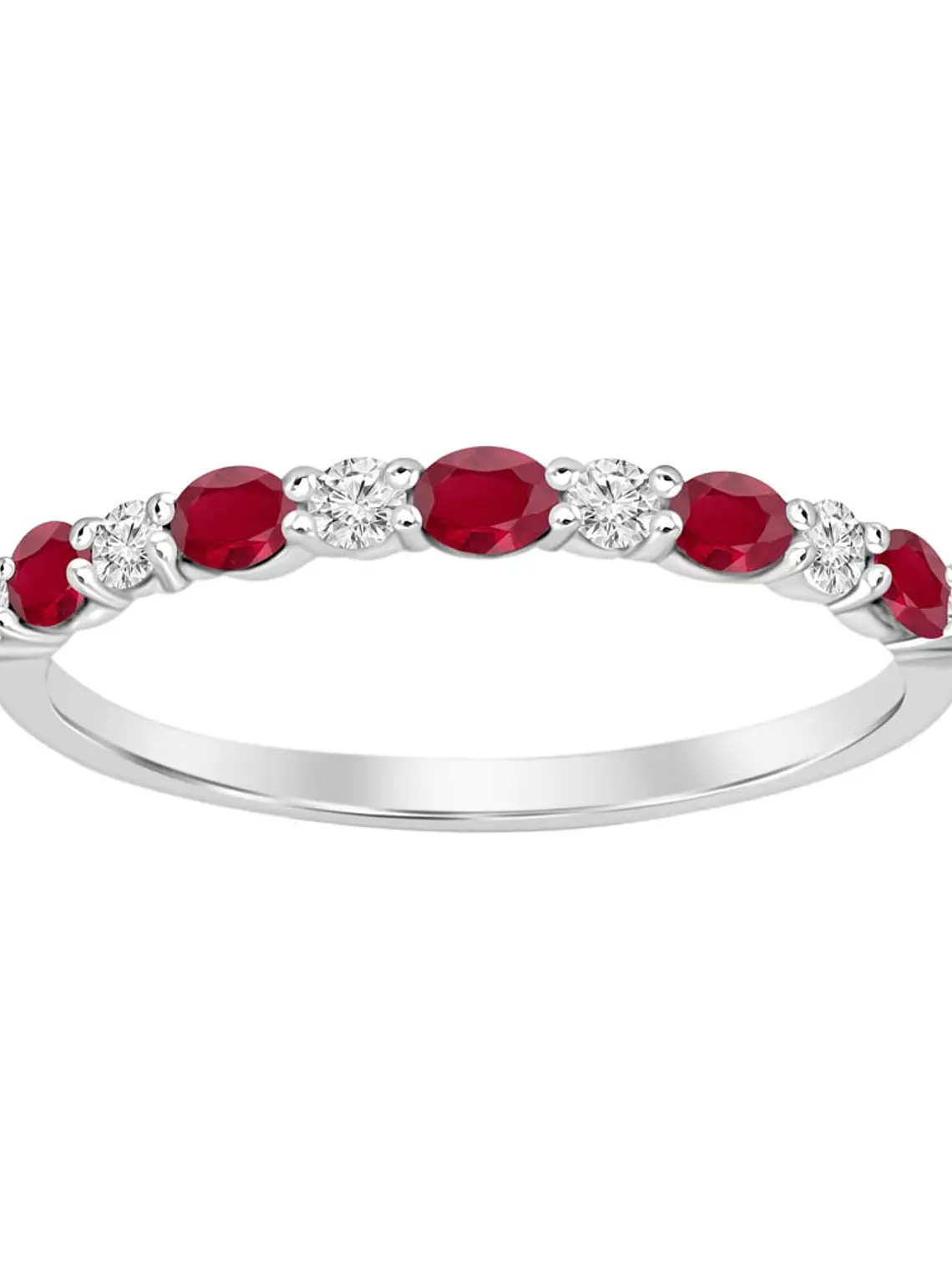 Anillo Cintillo Rubí y Diamantes Oro Blanco 18K 1