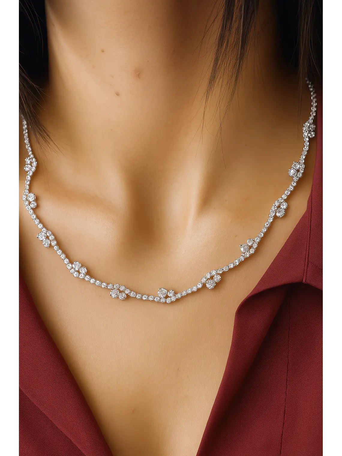 Maravilloso Collar de Diamantes en  Oro Blanco 18K 3