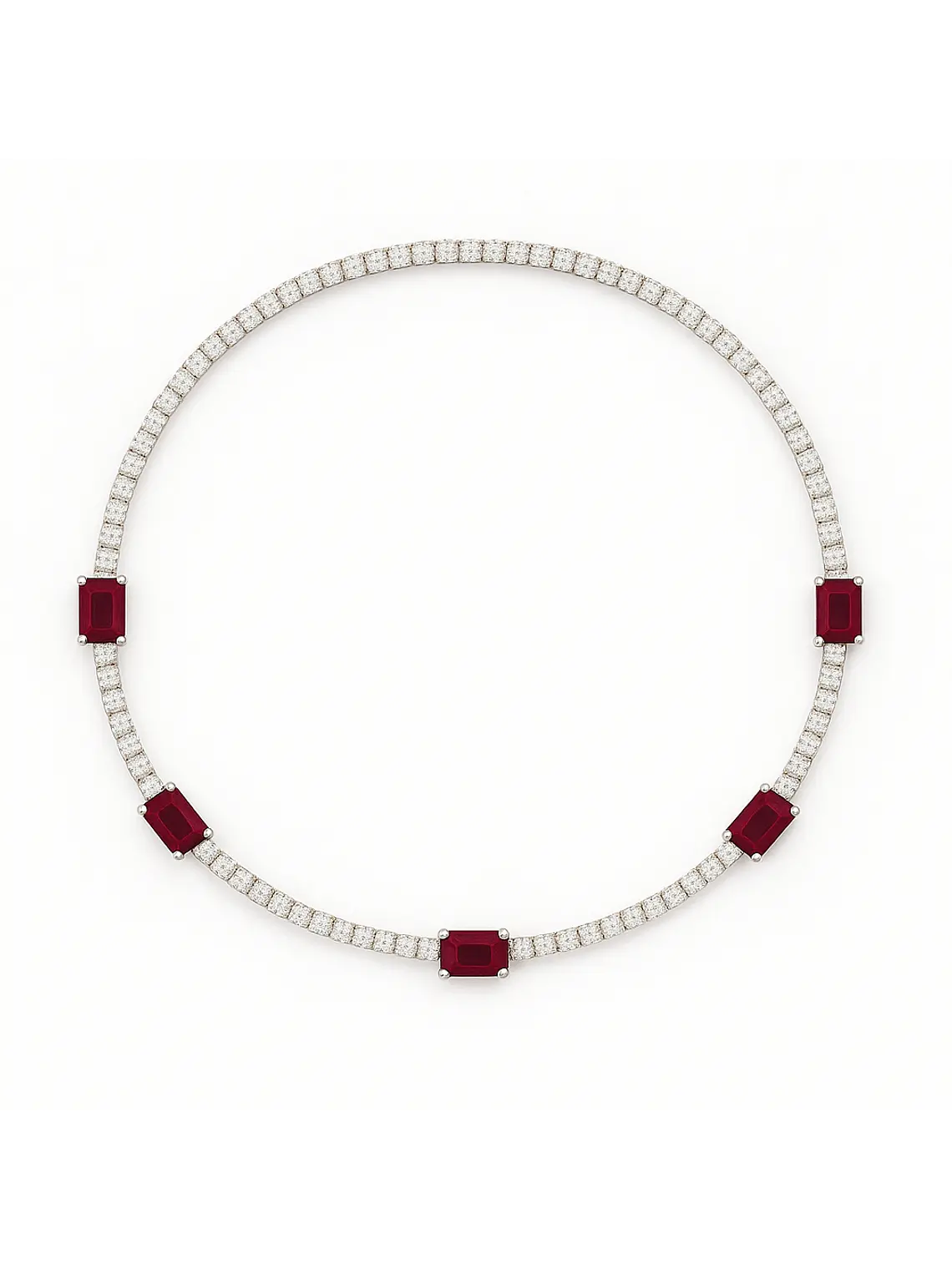 Exclusivo Collar de Lujo de Diamantes y Rubíes en Oro Blanco 18K 5