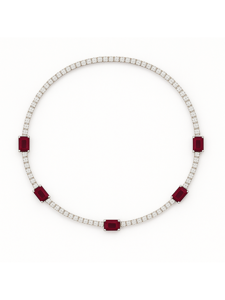 Exclusivo Collar de Lujo de Diamantes y Rubíes en Oro Blanco 18K 5