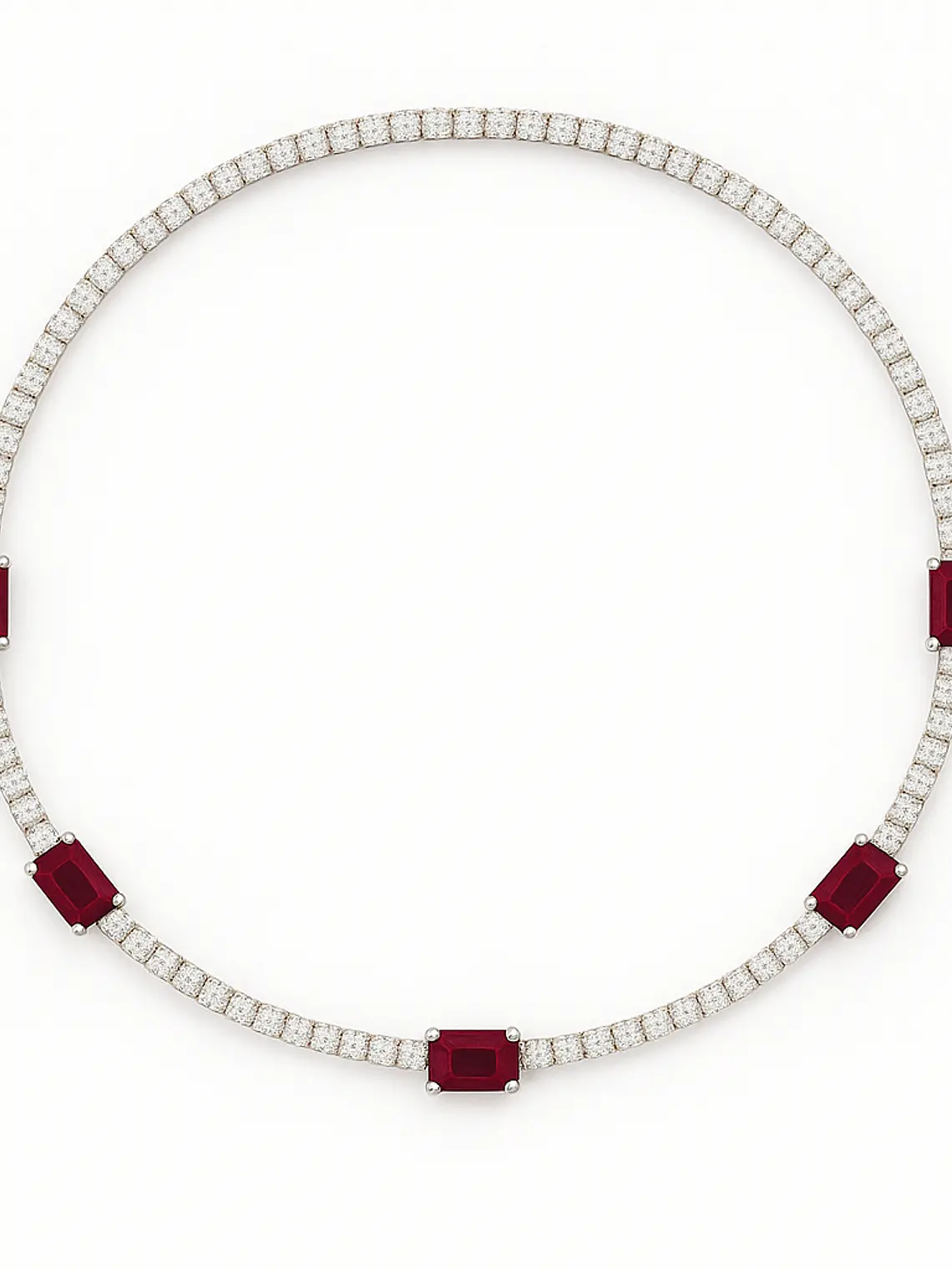 Exclusivo Collar de Lujo de Diamantes y Rubíes en Oro Blanco 18K 5