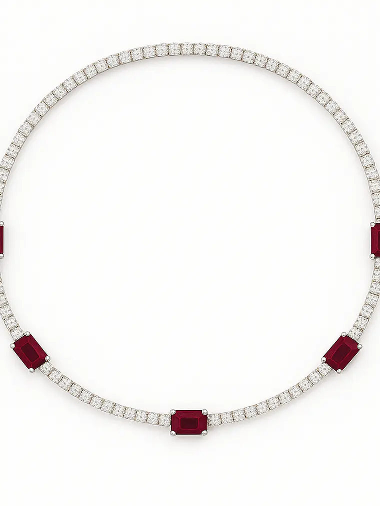 Exclusivo Collar de Lujo de Diamantes y Rubíes en Oro Blanco 18K 5