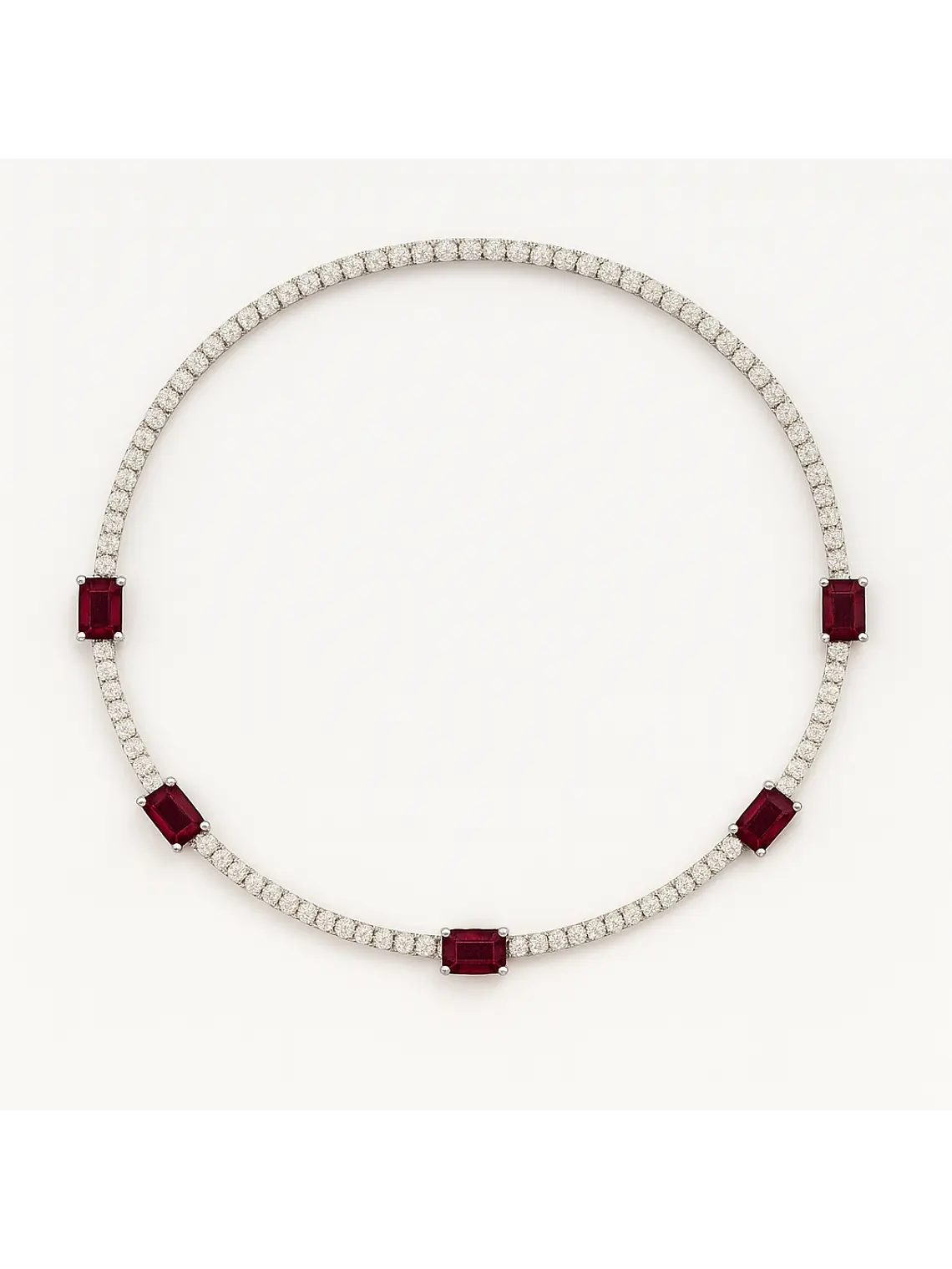 Exclusivo Collar de Lujo de Diamantes y Rubíes en Oro Blanco 18K 3