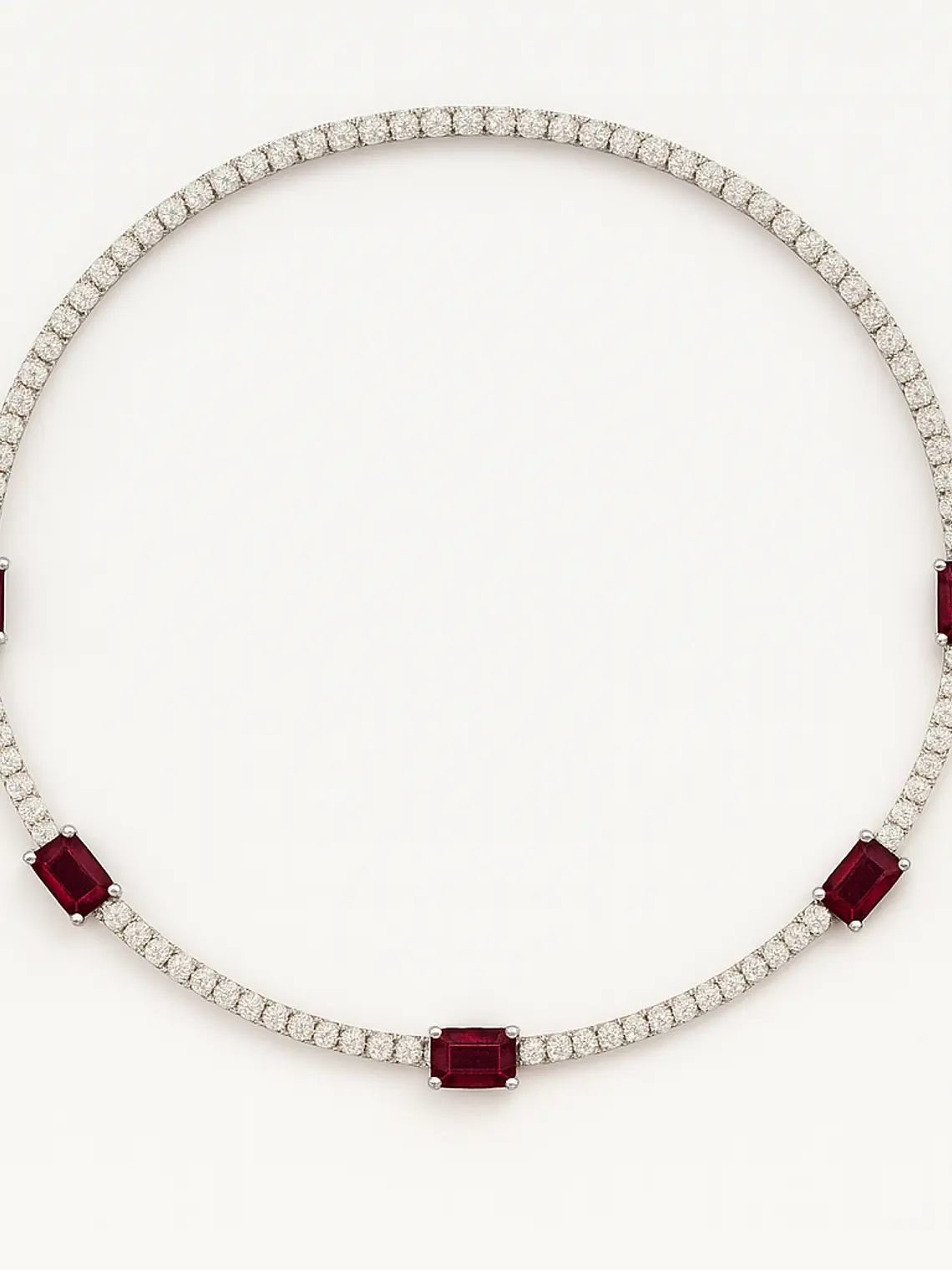 Exclusivo Collar de Lujo de Diamantes y Rubíes en Oro Blanco 18K 3