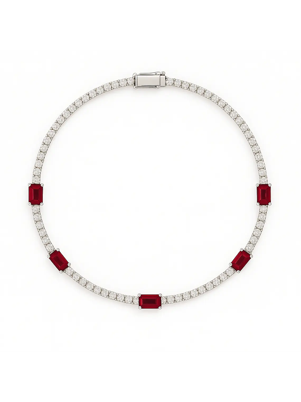 Exclusivo Collar de Lujo de Diamantes y Rubíes en Oro Blanco 18K 1