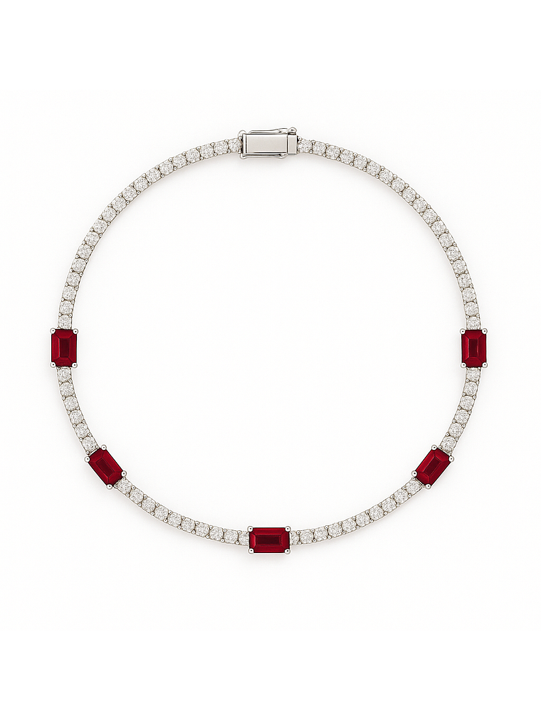 Exclusivo Collar de Lujo de Diamantes y Rubíes en Oro Blanco 18K 1