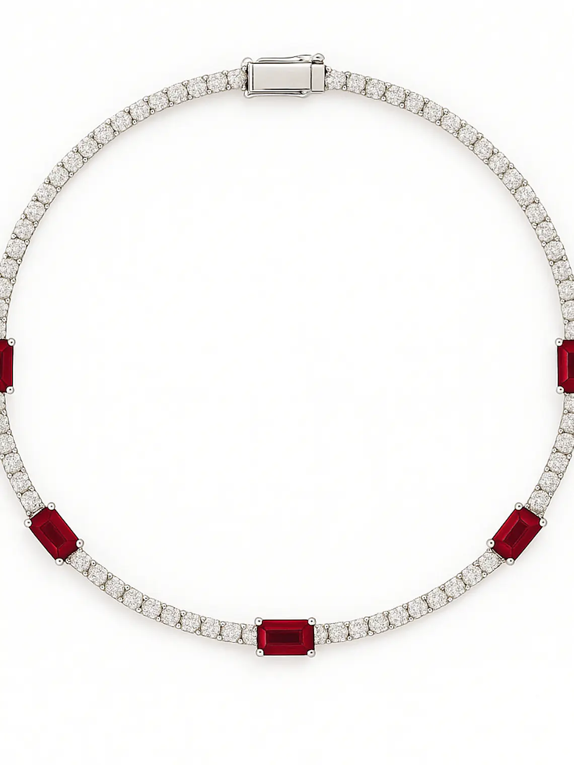 Exclusivo Collar de Lujo de Diamantes y Rubíes en Oro Blanco 18K 1