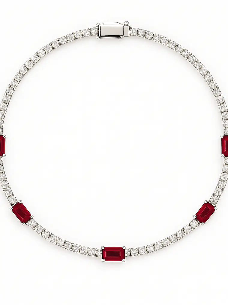 Exclusivo Collar de Lujo de Diamantes y Rubíes en Oro Blanco 18K 1