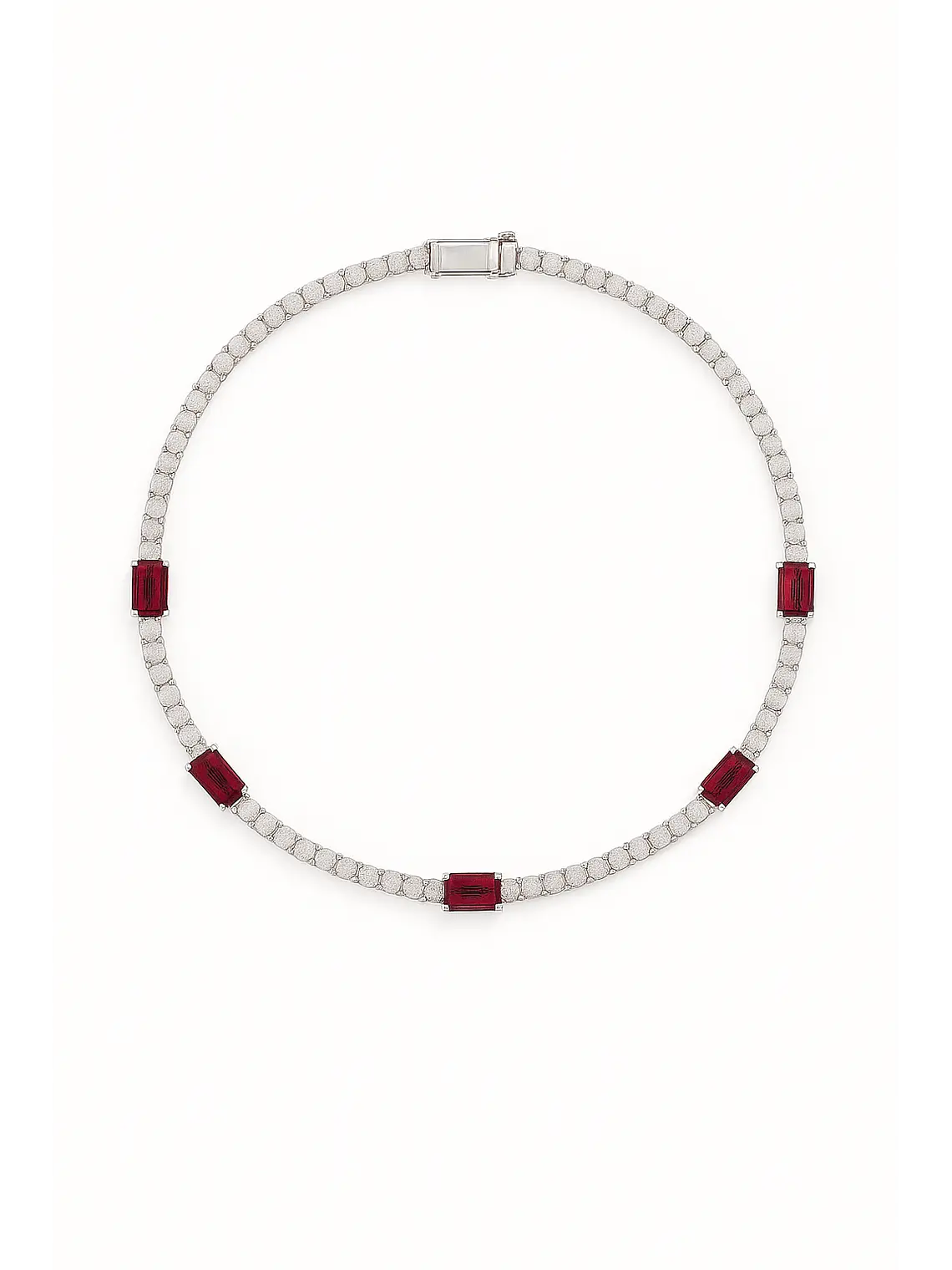 Exclusivo Collar de Lujo de Diamantes y Rubíes en Oro Blanco 18K 4