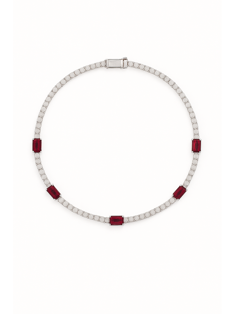 Exclusivo Collar de Lujo de Diamantes y Rubíes en Oro Blanco 18K 4