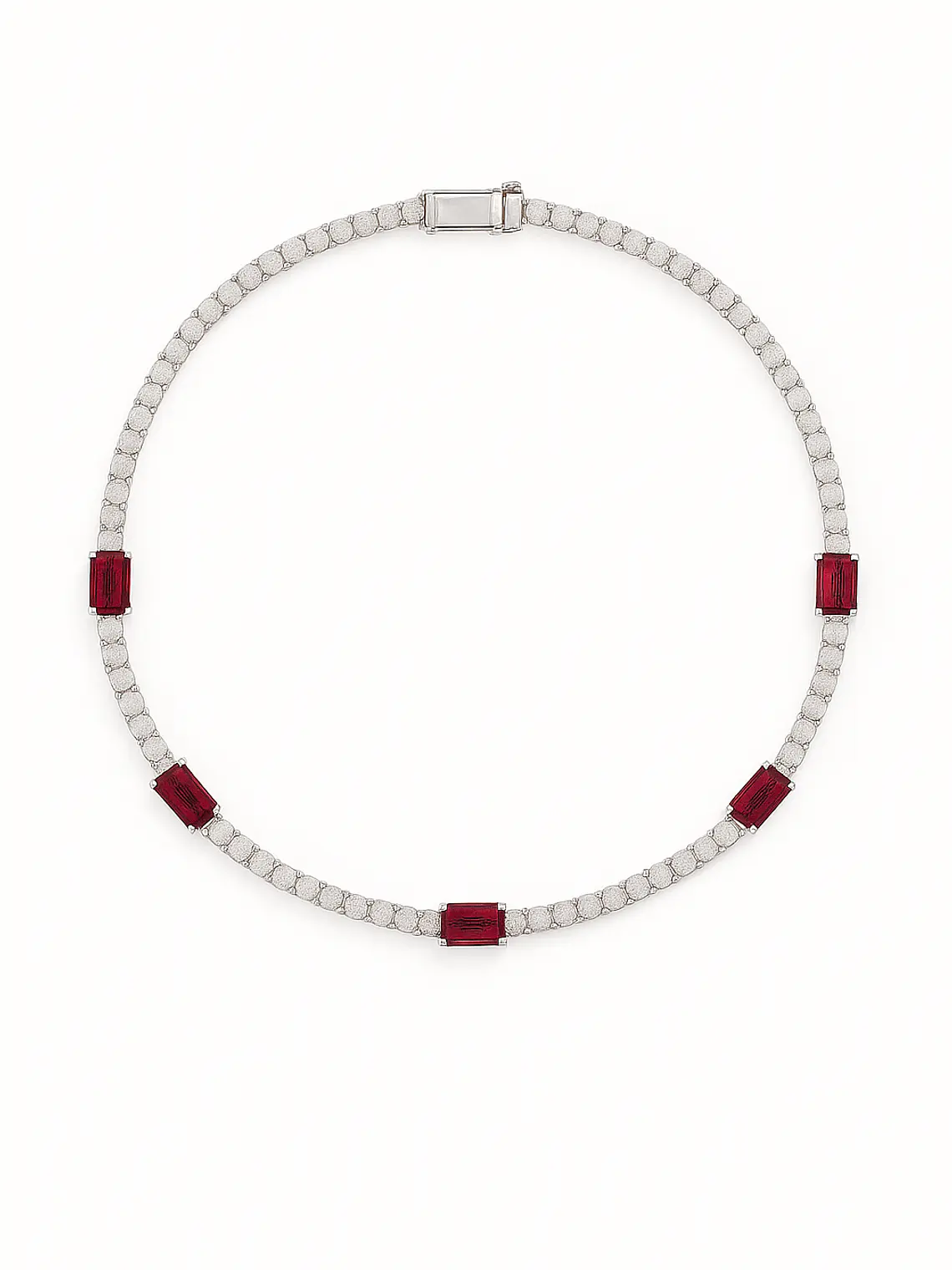 Exclusivo Collar de Lujo de Diamantes y Rubíes en Oro Blanco 18K 4