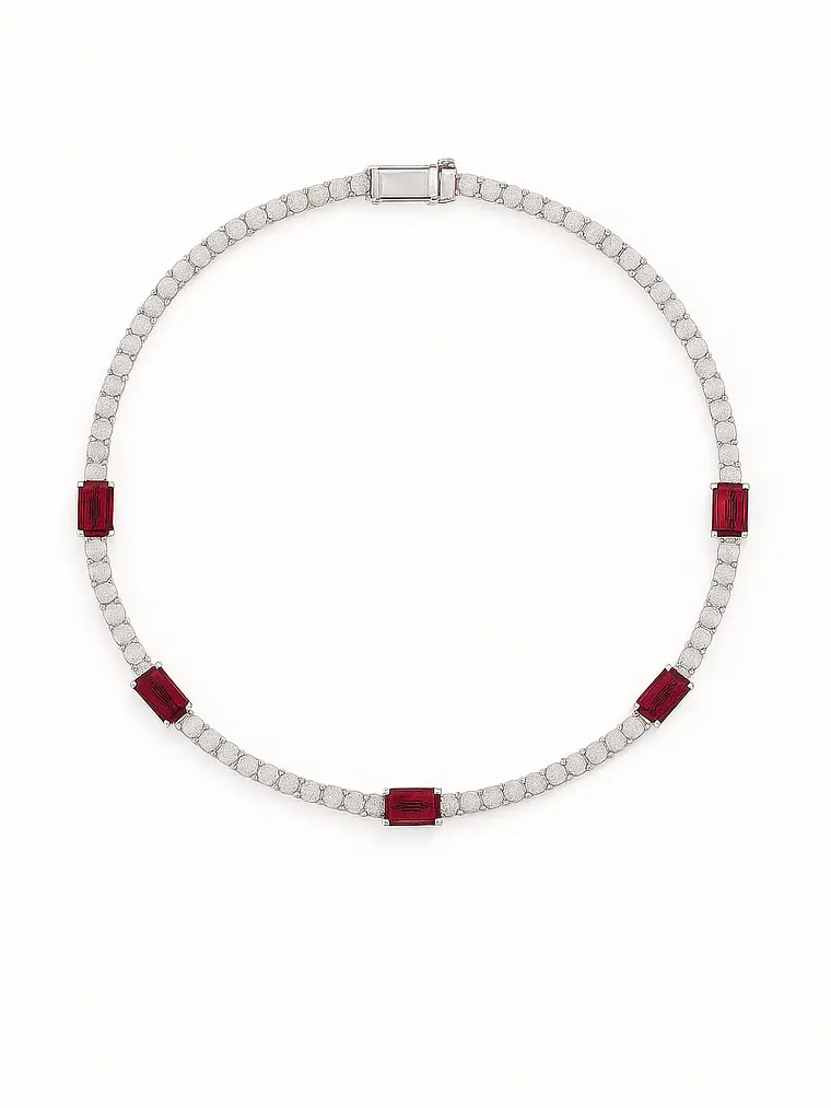 Exclusivo Collar de Lujo de Diamantes y Rubíes en Oro Blanco 18K 4