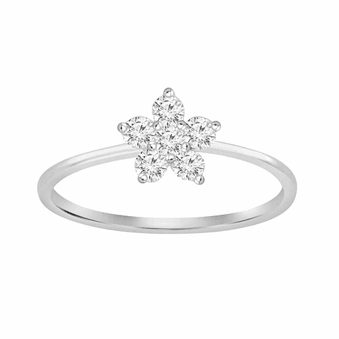 Anillo Mini Roseta Moderna en Oro Blanco 18K