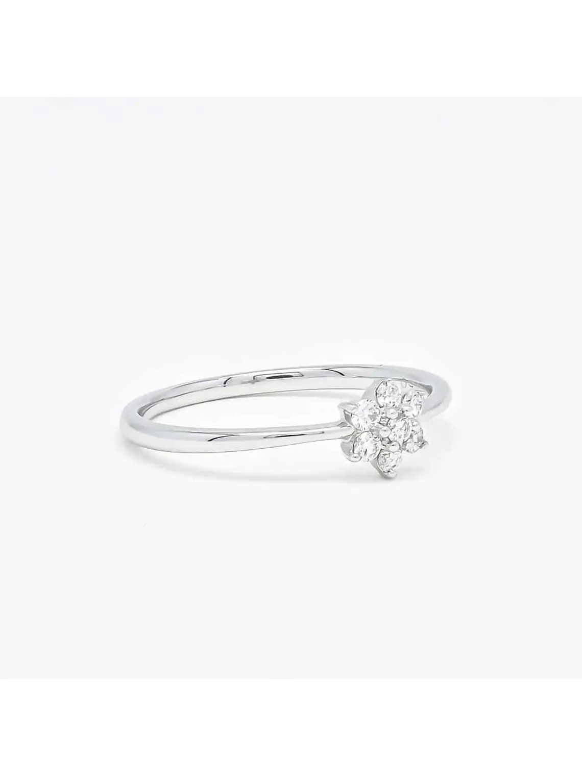 Anillo Mini Roseta Moderna en Oro Blanco 18K 3