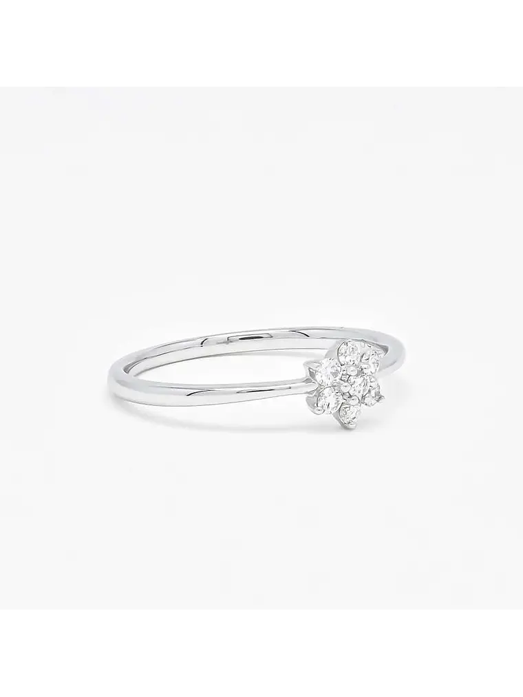 Anillo Mini Roseta Moderna en Oro Blanco 18K 3