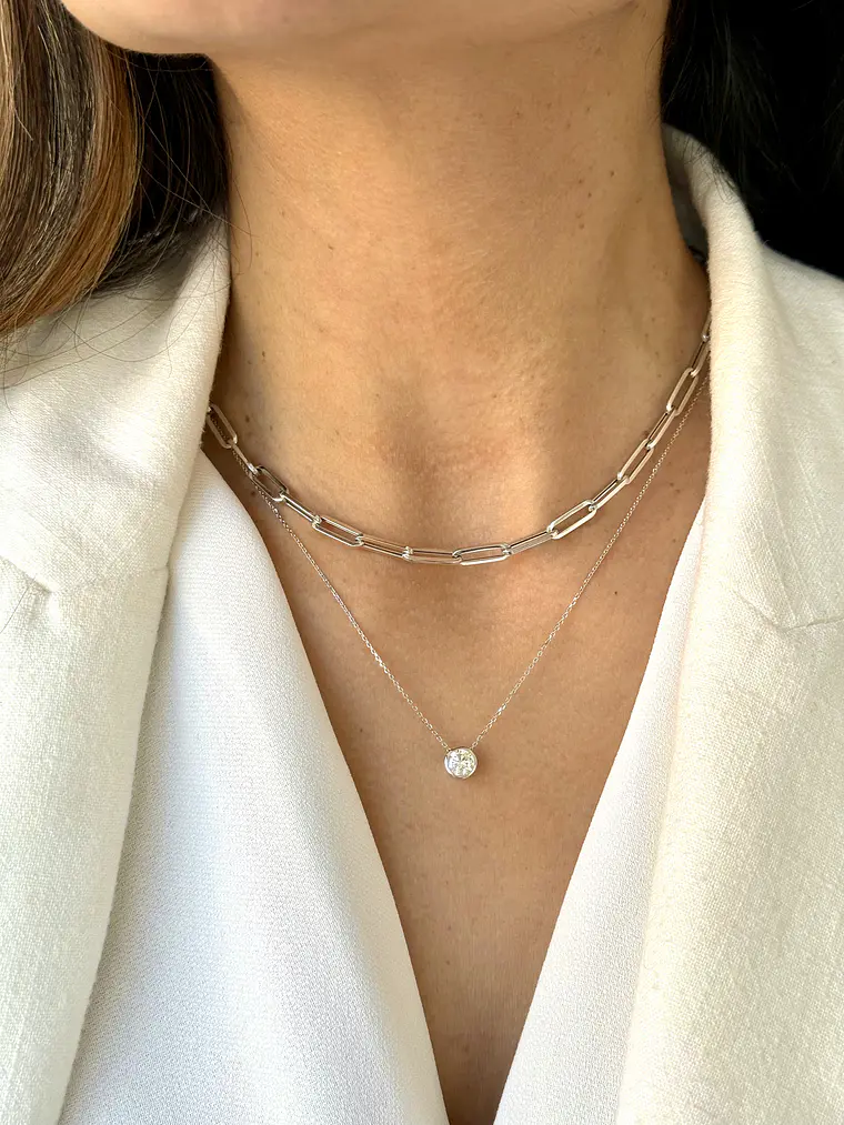 Collar Punto de Luz Diamante 30 Puntos Oro Blanco 18K 3