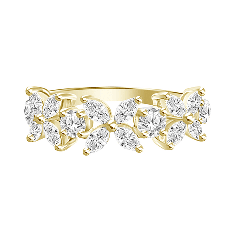Anillo Cintillo Hada de Diamantes Naturales en Oro Amarillo 18K