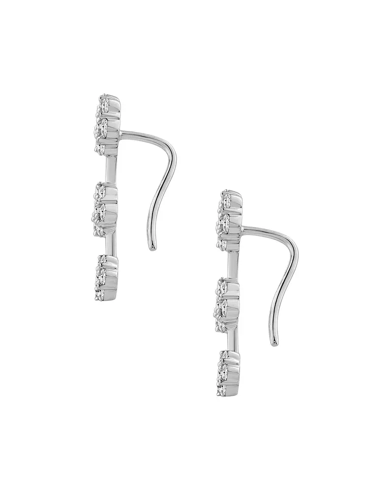 Aros Trepadores Triple Roseta Diamantes en Oro Blanco 18K 3