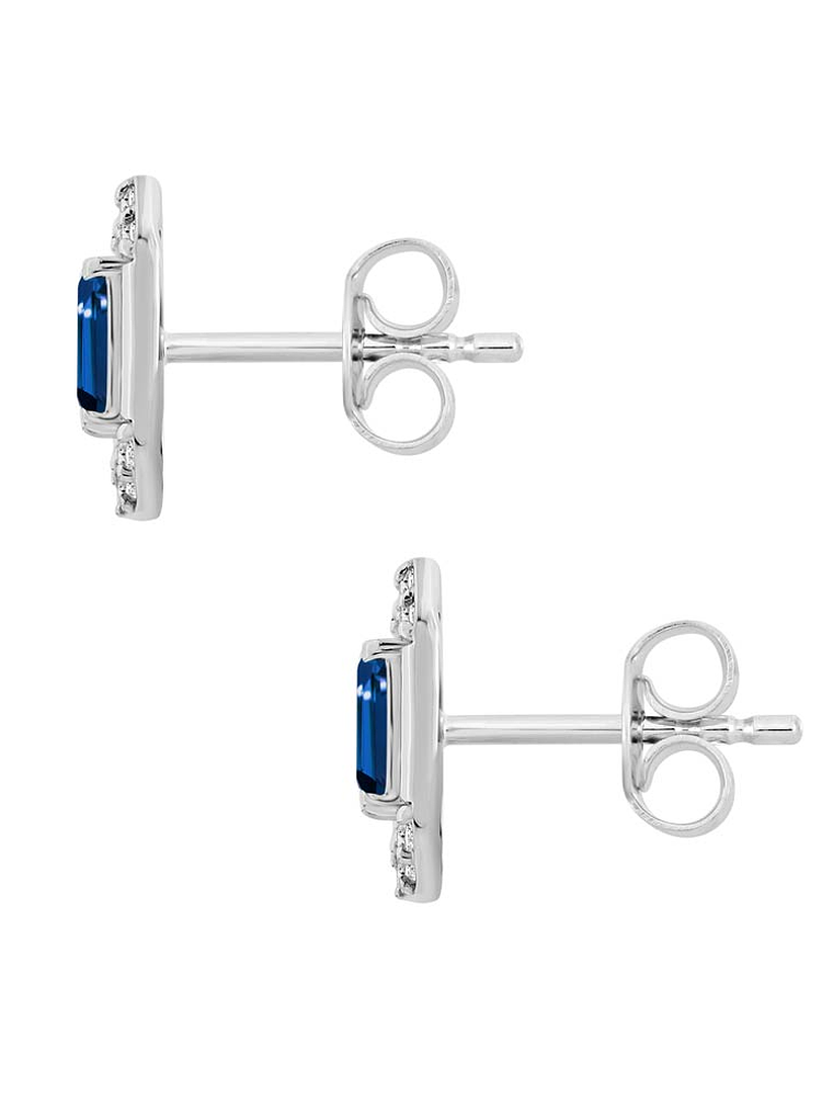 Aros Colgantes  Zafiros Azules y Diamantes en Oro Blanco 18K 3