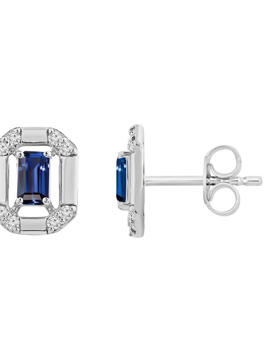 Aros Colgantes  Zafiros Azules y Diamantes en Oro Blanco 18K 2