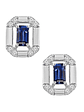 Aros Colgantes  Zafiros Azules y Diamantes en Oro Blanco 18K - Miniatura 1
