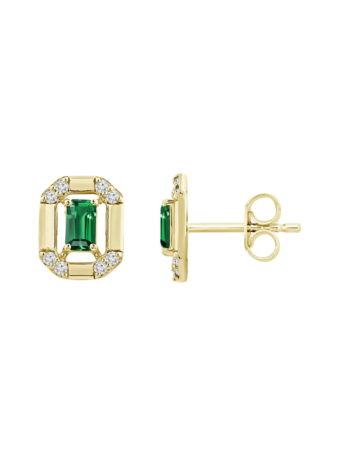 Aros Argollas Esmeraldas y Diamantes Oro Amarillo 18K 2