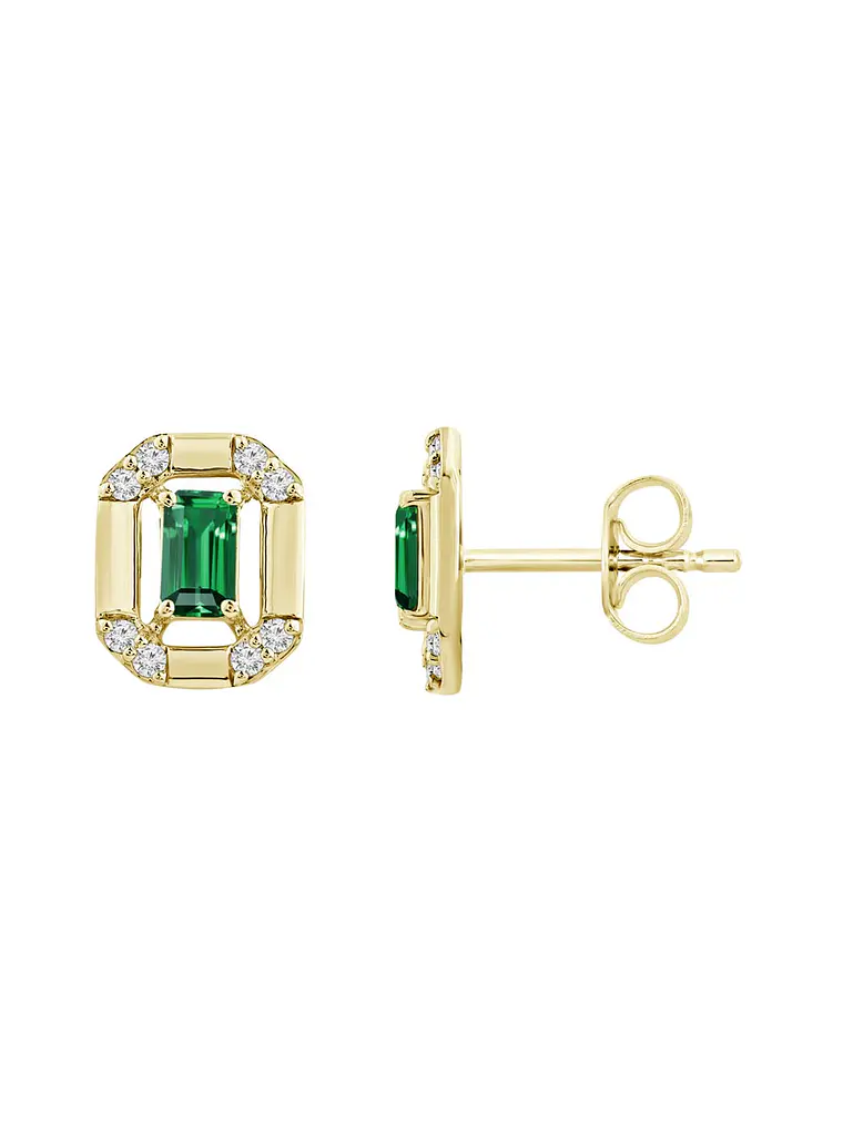 Aros Argollas Esmeraldas y Diamantes Oro Amarillo 18K 2