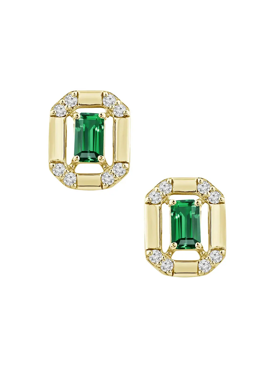 Aros Argollas Esmeraldas y Diamantes Oro Amarillo 18K 1