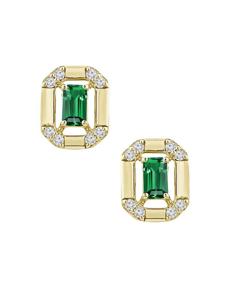 Aros Argollas Esmeraldas y Diamantes Oro Amarillo 18K