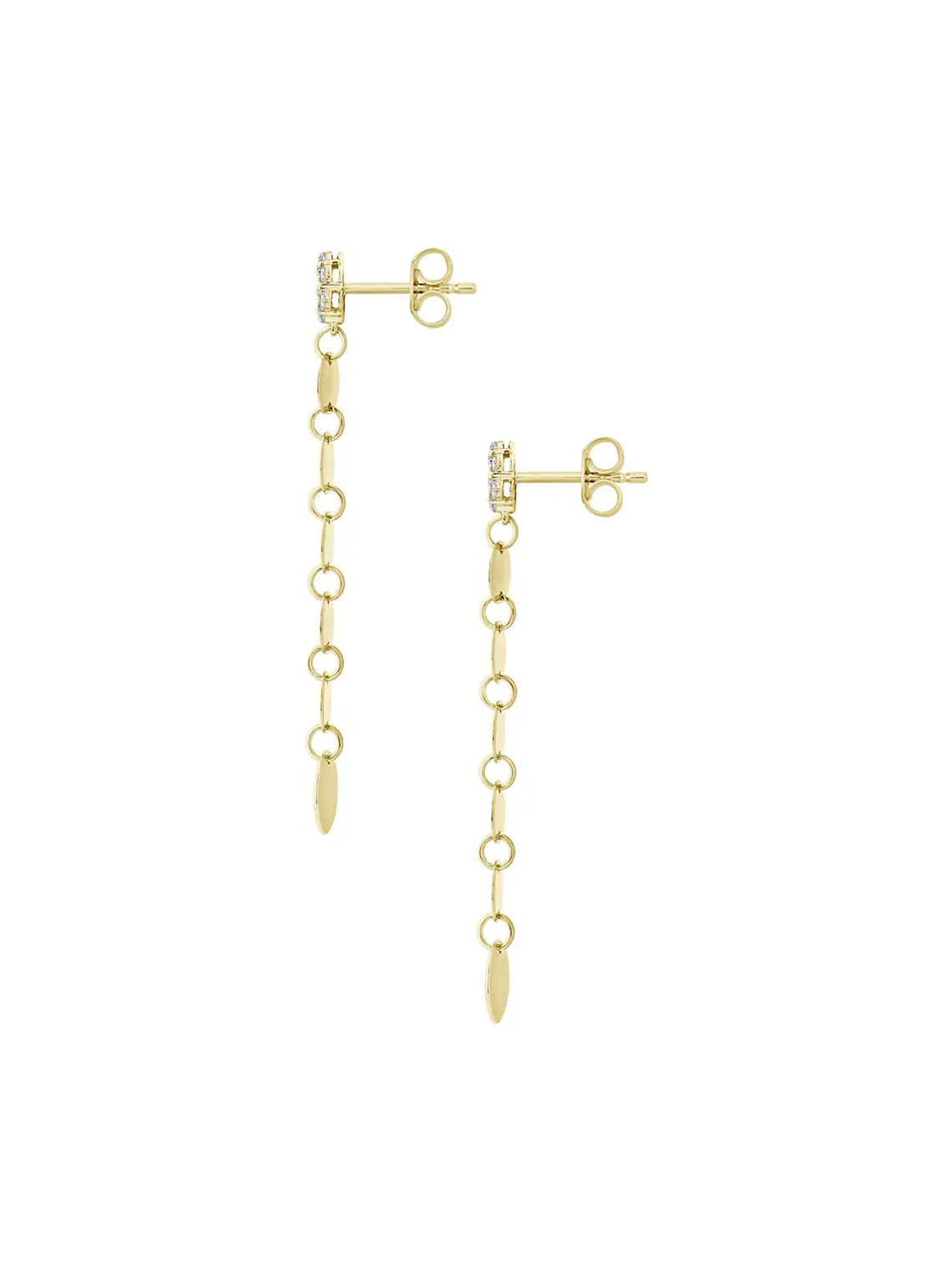 Aros Largos Monedas Diamantes en Oro Amarillo 18K 3