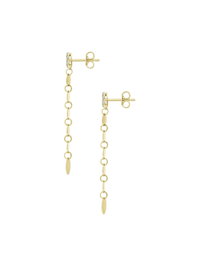 Aros Largos Monedas Diamantes en Oro Amarillo 18K 3