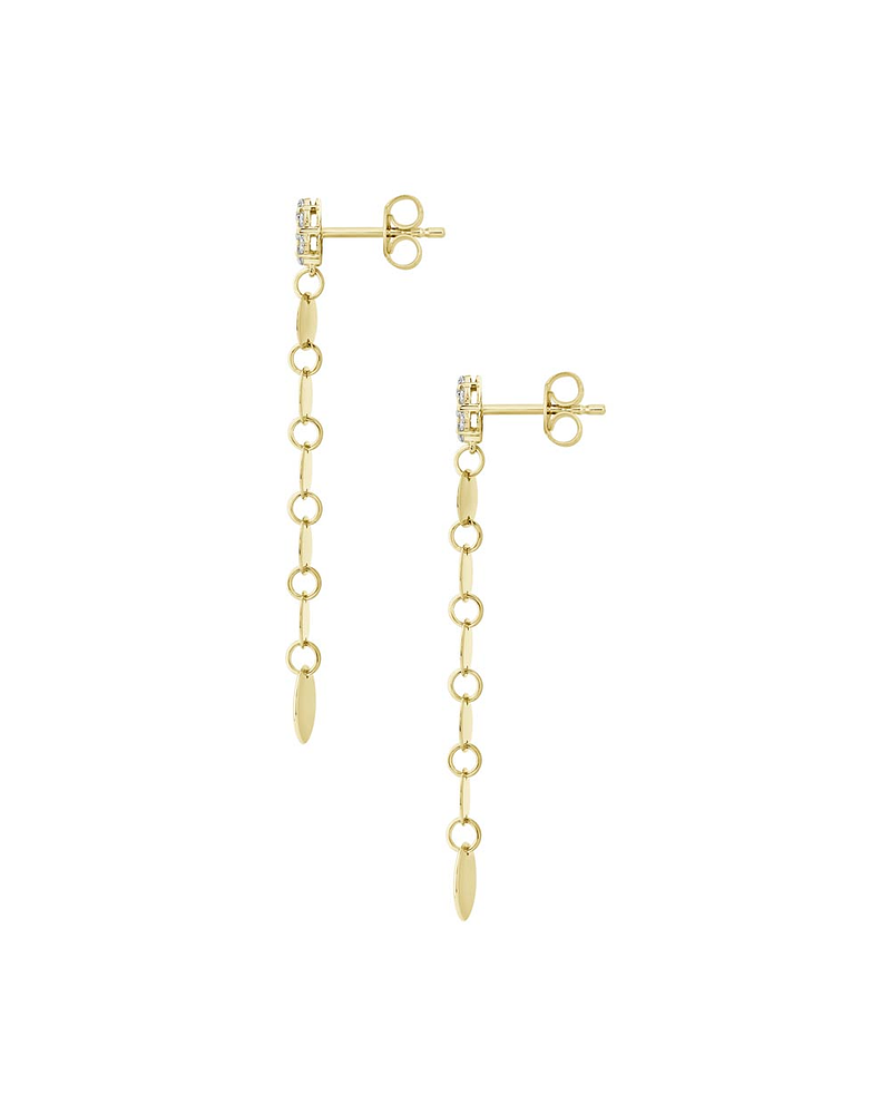 Aros Largos Monedas Diamantes en Oro Amarillo 18K