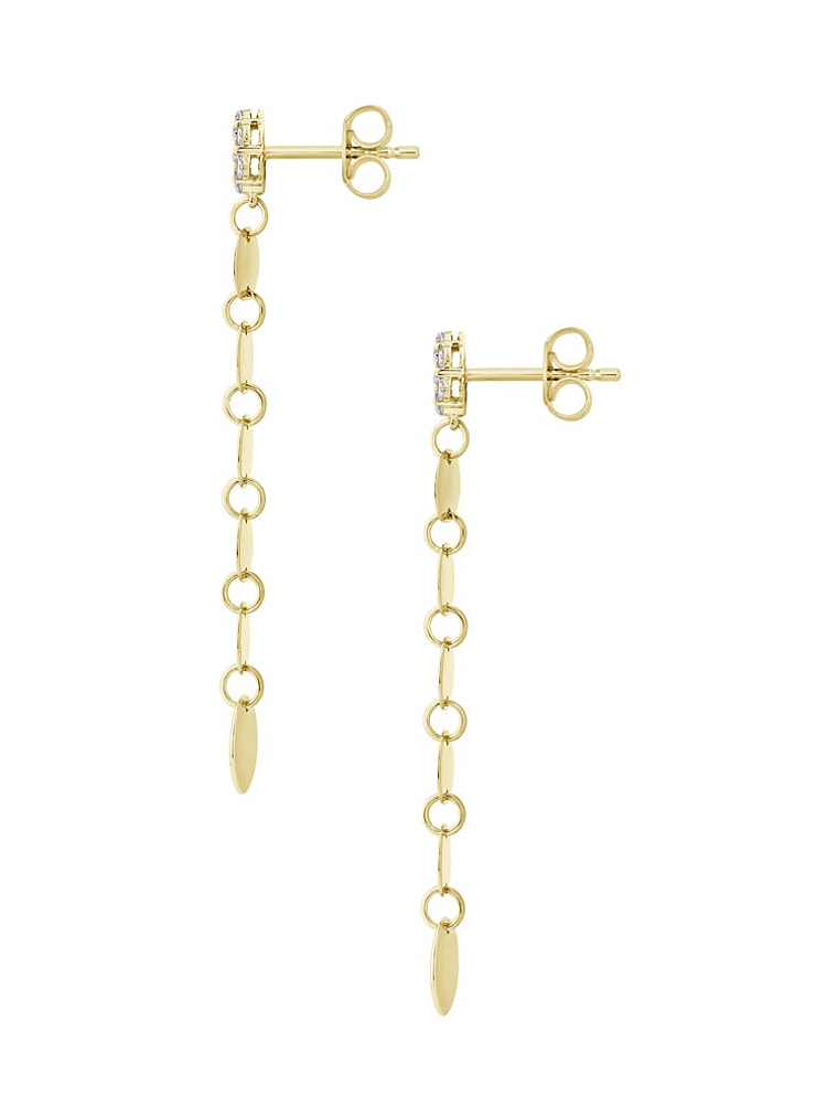 Aros Largos Monedas Diamantes en Oro Amarillo 18K 3