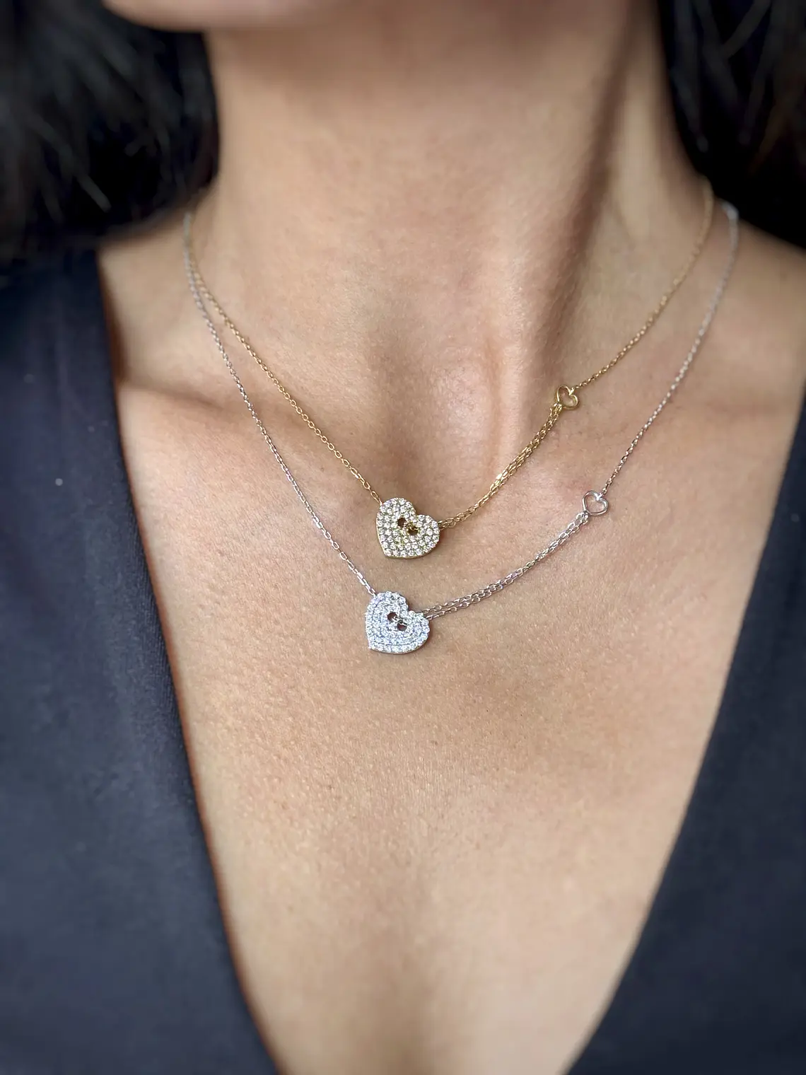 Collar Corazón Diamantes en Oro Blanco 18K 2