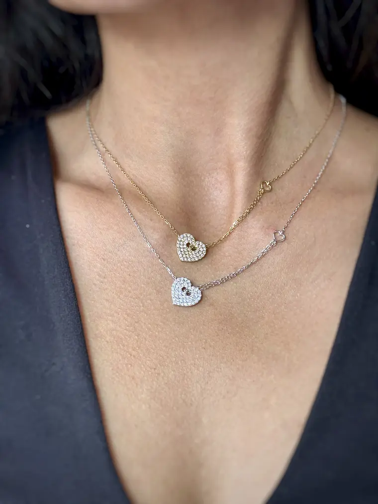 Collar Corazón Diamantes en Oro Blanco 18K 2