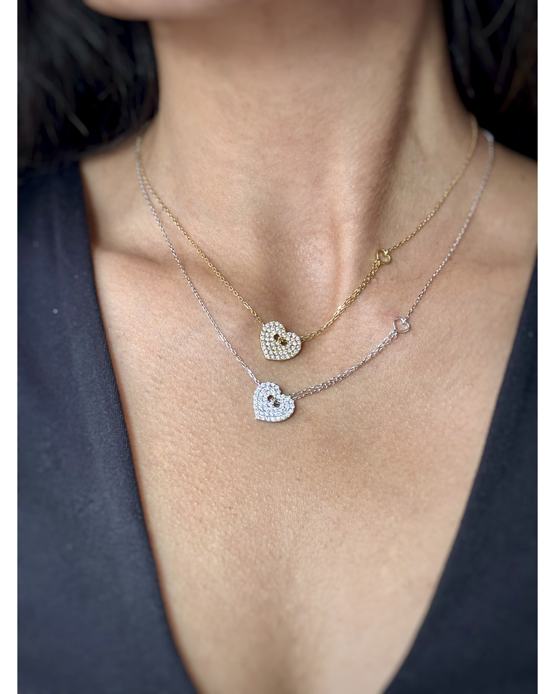 Collar Corazón Diamantes en Oro Blanco 18K