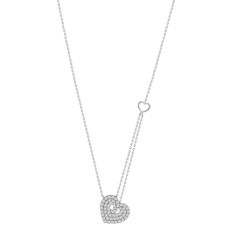 Collar Corazón Diamantes en Oro Blanco 18K