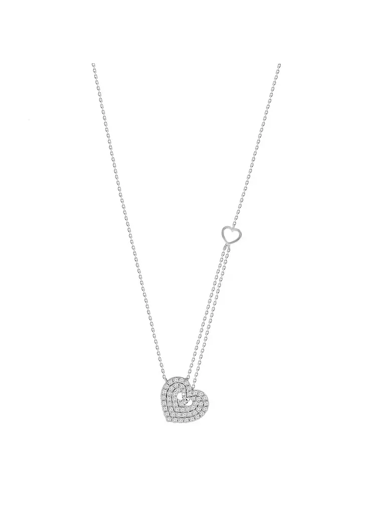 Collar Corazón Diamantes en Oro Blanco 18K 1