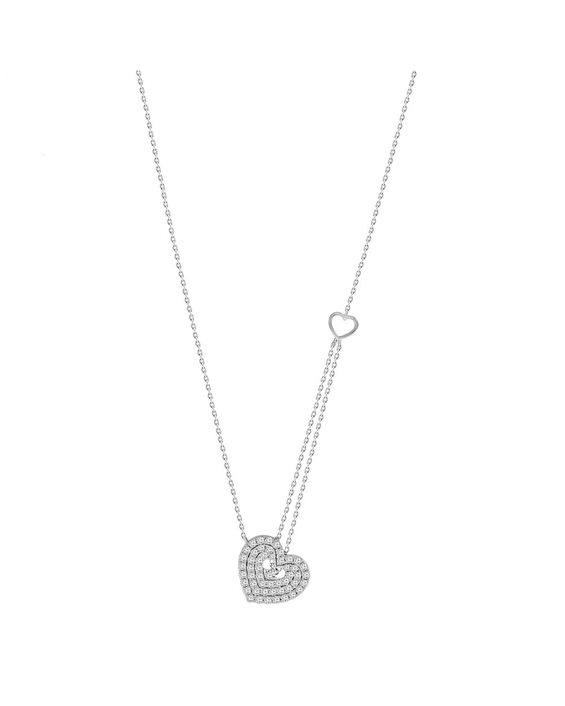 Collar Corazón Diamantes en Oro Blanco 18K