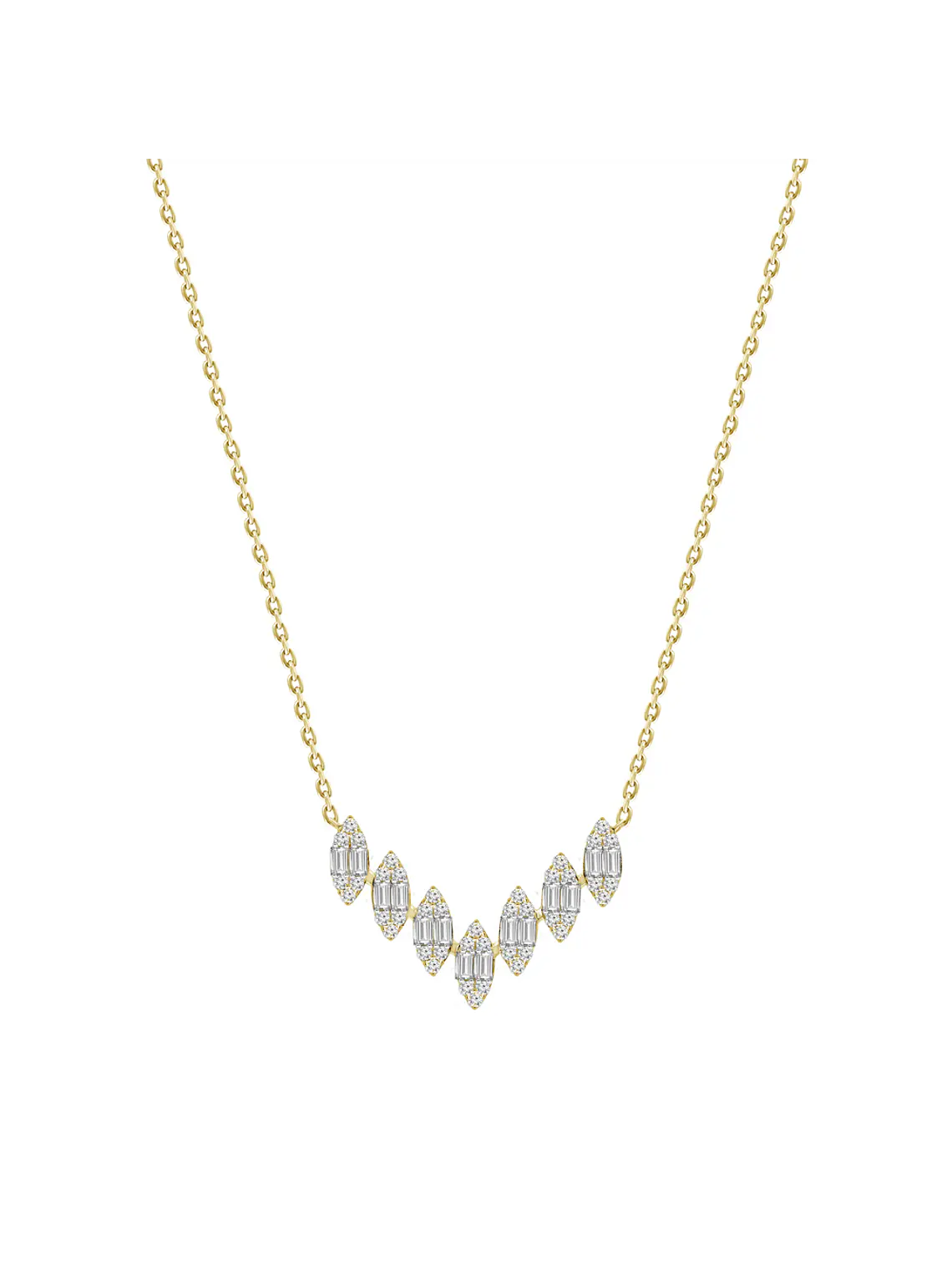 Collar Barra Forma V Diamantes en Oro Amarillo 18K 1