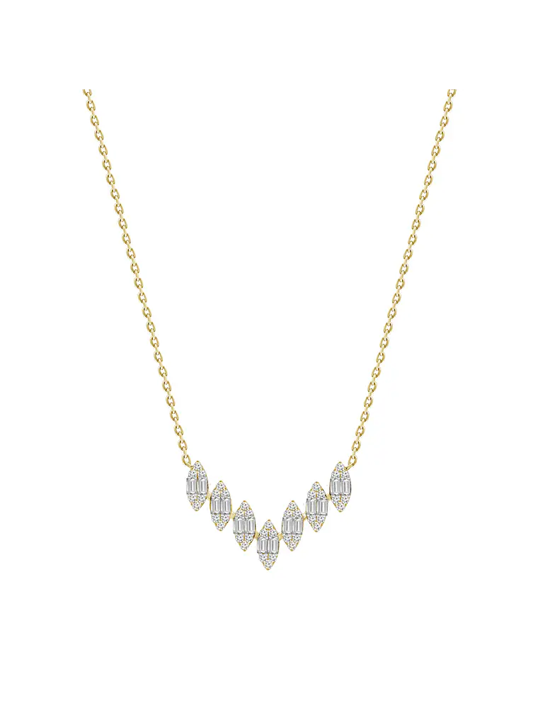 Collar Barra Forma V Diamantes en Oro Amarillo 18K 1