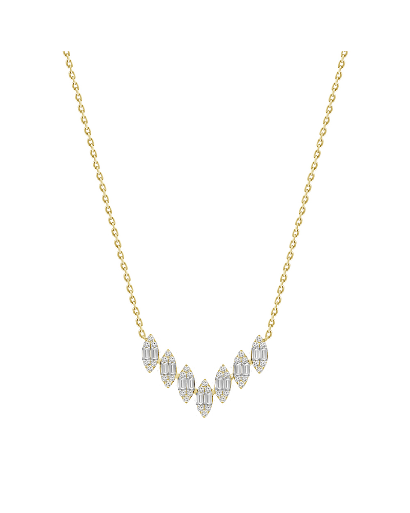 Collar Barra Forma V Diamantes en Oro Amarillo 18K