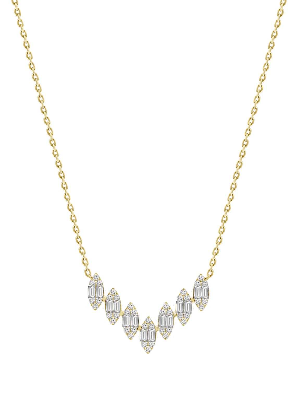 Collar Barra Forma V Diamantes en Oro Amarillo 18K 1