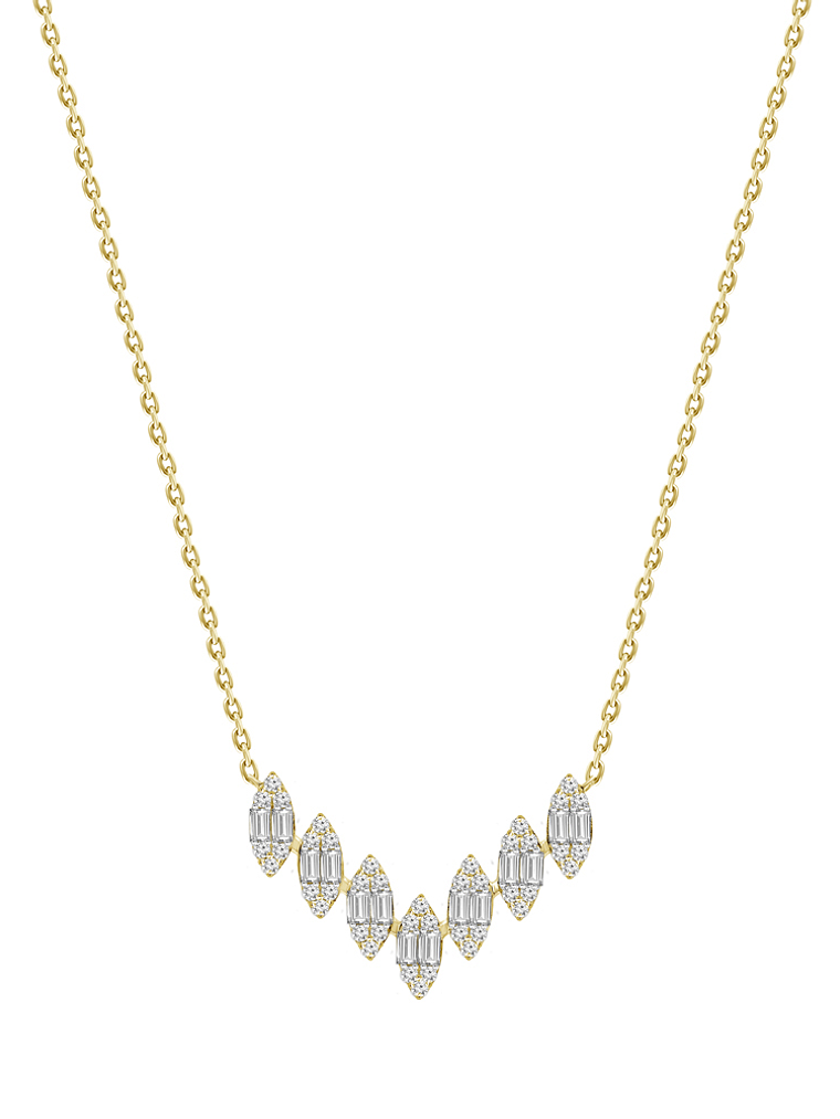Collar Barra Forma V Diamantes en Oro Amarillo 18K 1