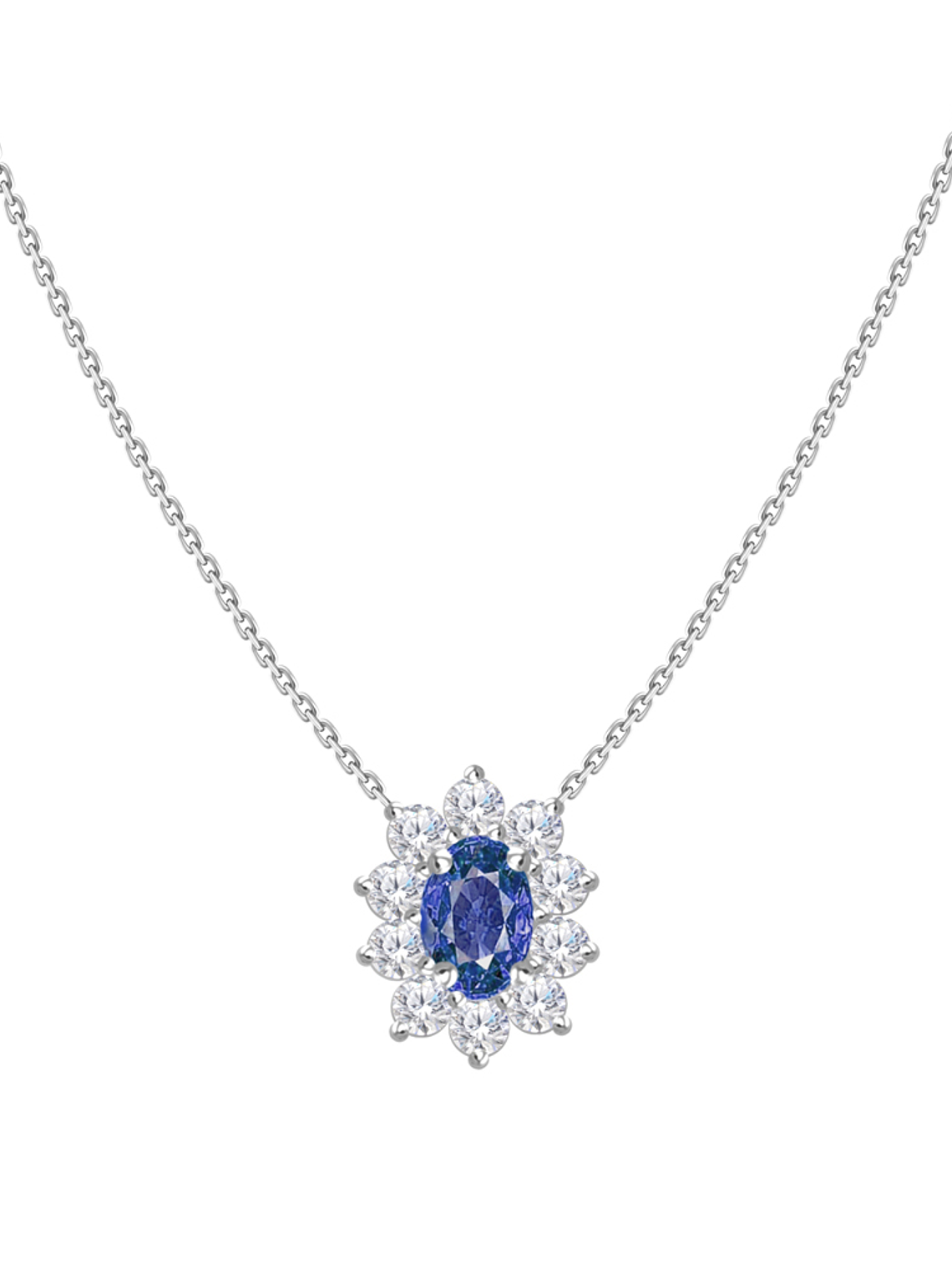 Collar Roseta Zafiro y Diamantes en Oro Blanco 18K 1