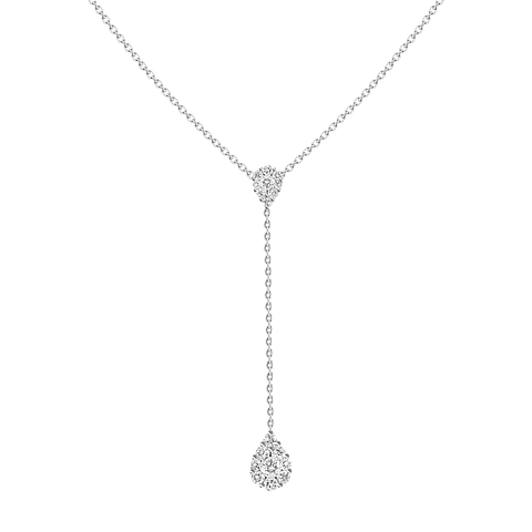 Collar Cascada Diamantes Oro Blanco 18K