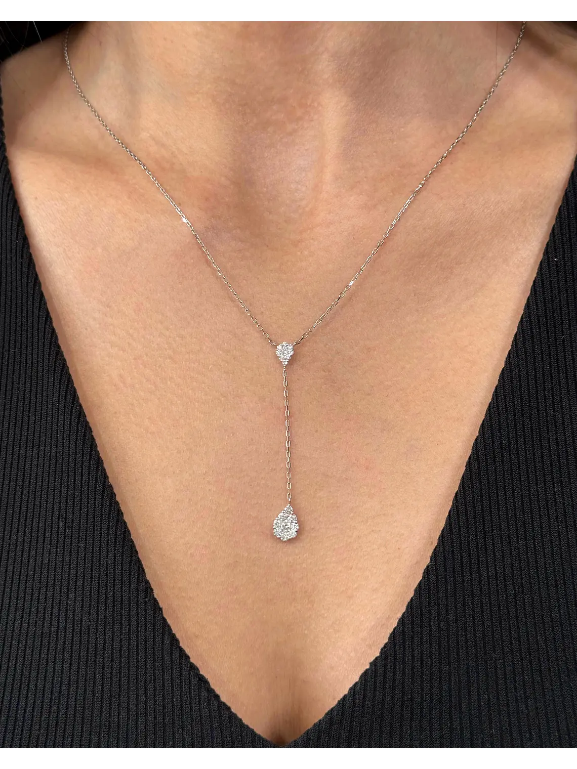 Collar Cascada Diamantes Oro Blanco 18K 2