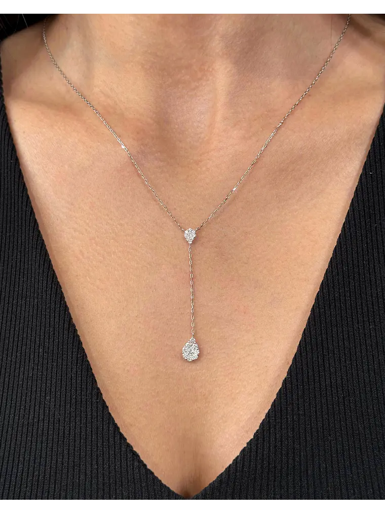 Collar Cascada Diamantes Oro Blanco 18K 2