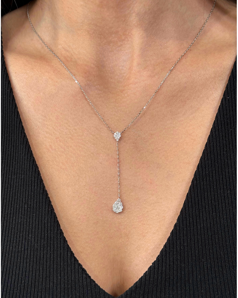 Collar Cascada Diamantes Oro Blanco 18K